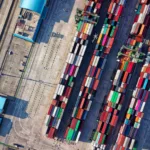 aerial view photography of container van lot