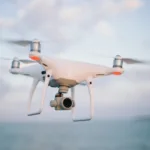 quadcopter flying on the skey